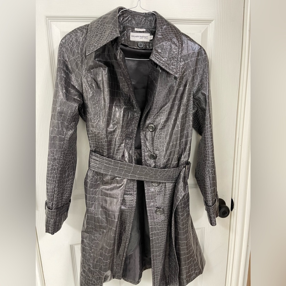 Hilary Radley Metallic Grey Snakeskin Coat